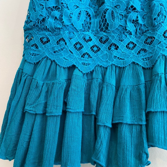 Free People Adella Lace Cami Teal Size M - Picture 8 of 8